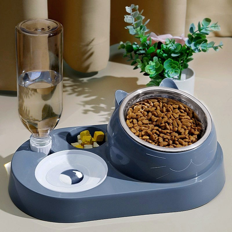【擊掌寵物】自動續水雙碗餵食器 食盆 寵物餐碗 高架碗 飲水器 餵食器 寵物飲水器 寵物餵食器 寵物水壺 貓咪食盆-規格圖1