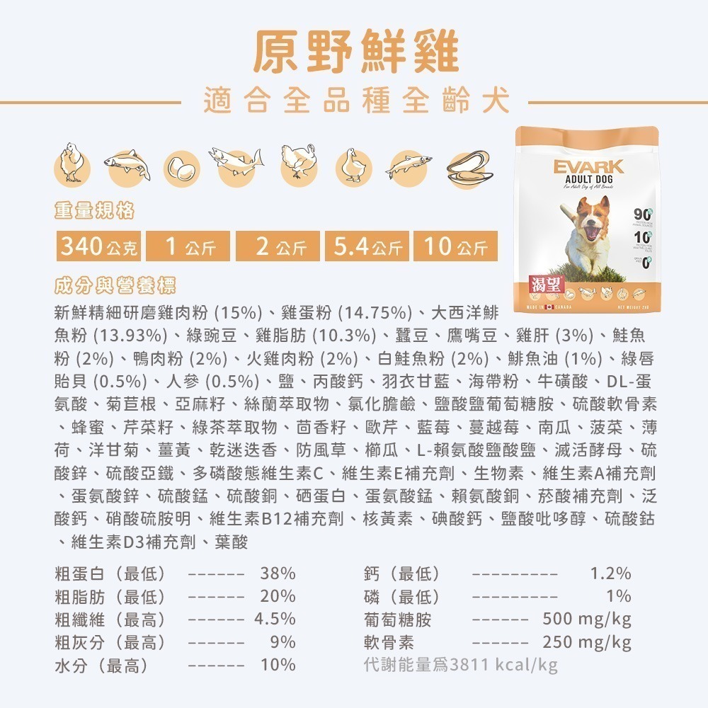 【擊掌寵物】EVARK渴望無穀犬飼料系列 1kg-10kg-規格圖8