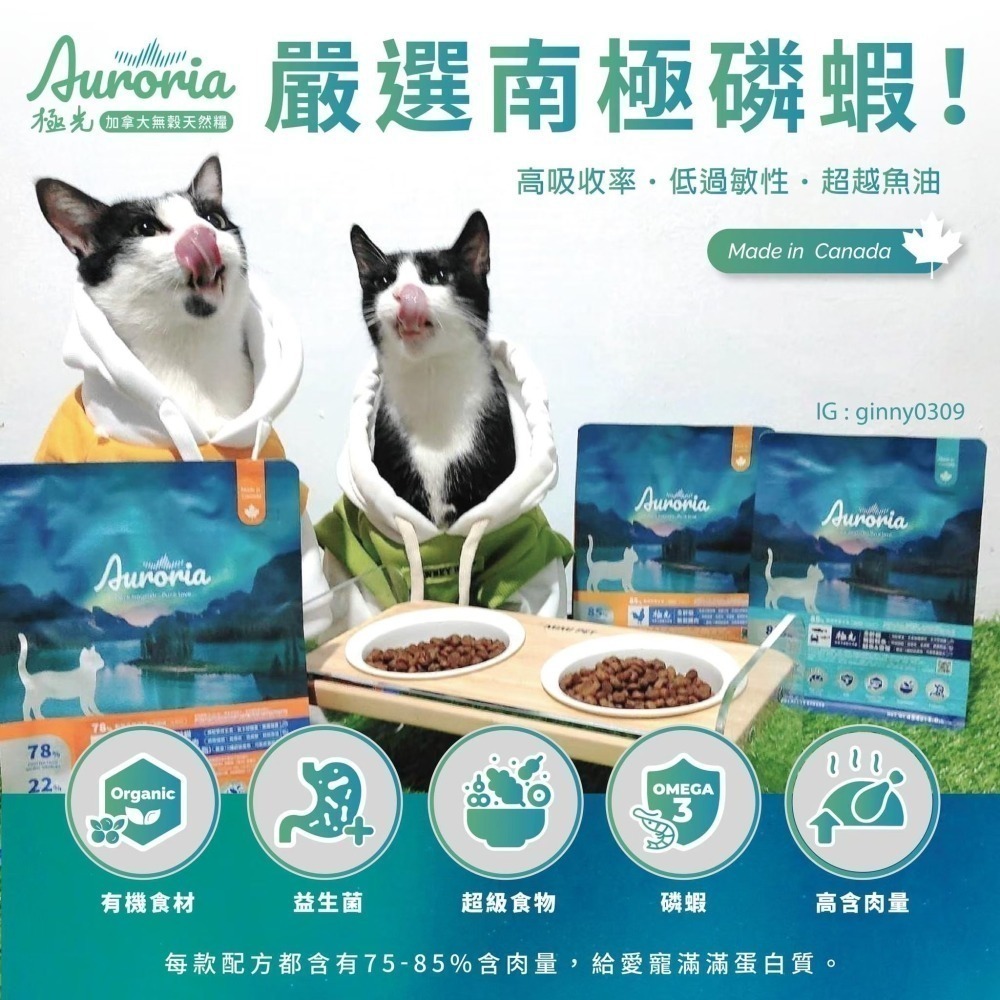【擊掌寵物】極光 Auroria 無穀天然貓糧 1磅-4磅 貓咪飼料 全齡貓 無穀飼料 天然糧 南極磷蝦 貓糧 貓飼料-細節圖3