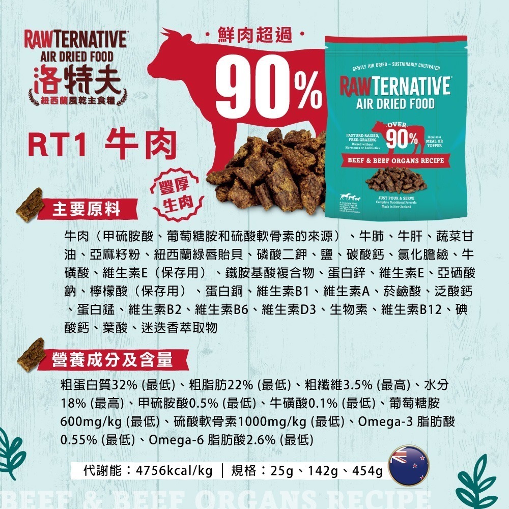 【擊掌寵物】洛特夫 RAW TERNATIVE｜紐西蘭風乾主食糧 寵物零食 貓狗零食 主食糧 貓狗凍乾-規格圖7