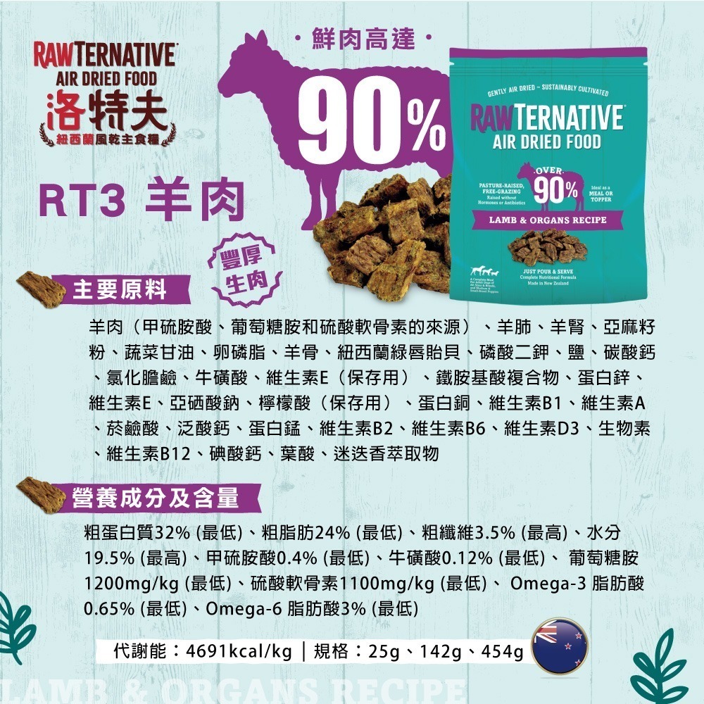 【擊掌寵物】洛特夫 RAW TERNATIVE｜紐西蘭風乾主食糧 寵物零食 貓狗零食 主食糧 貓狗凍乾-規格圖7