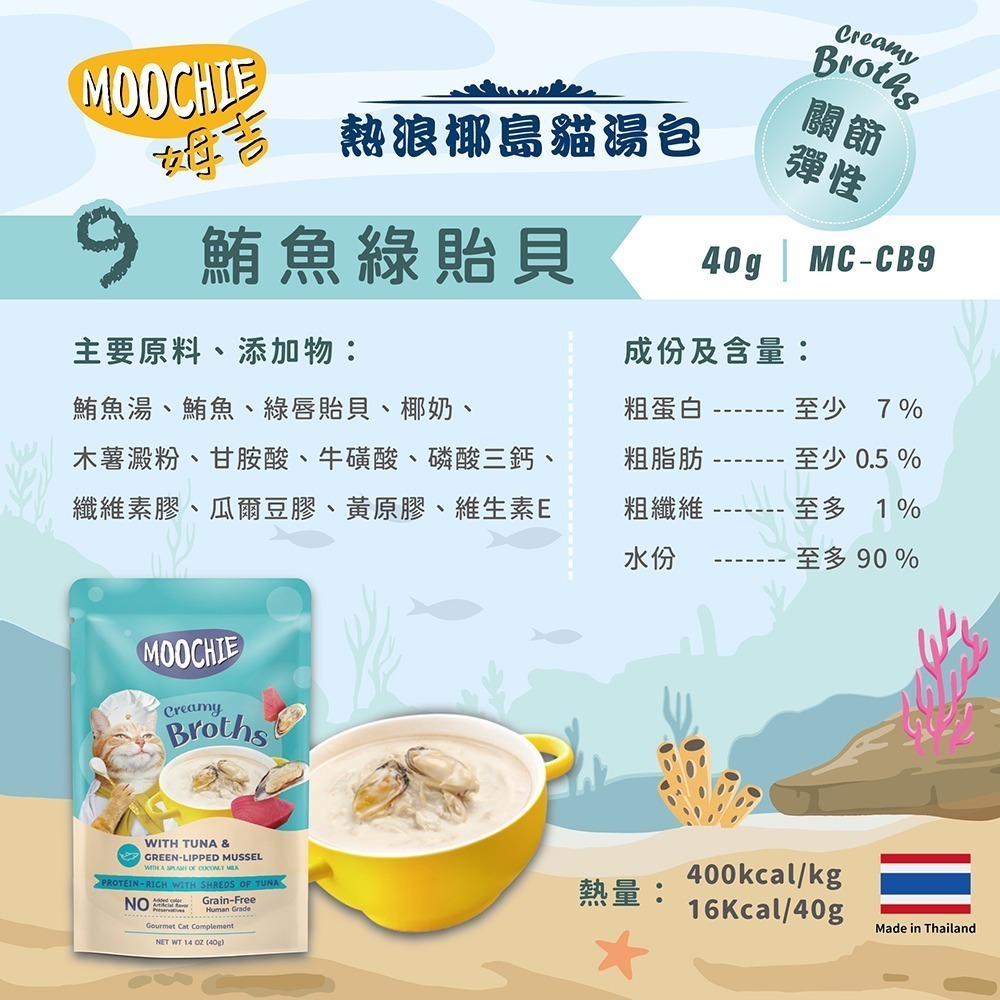 【擊掌寵物】MOOCHIE 姆吉熱浪椰島貓湯包 貓湯包 貓泥 貓肉泥 貓零食 貓點心 補水神器 機能湯包 營養湯包-規格圖5