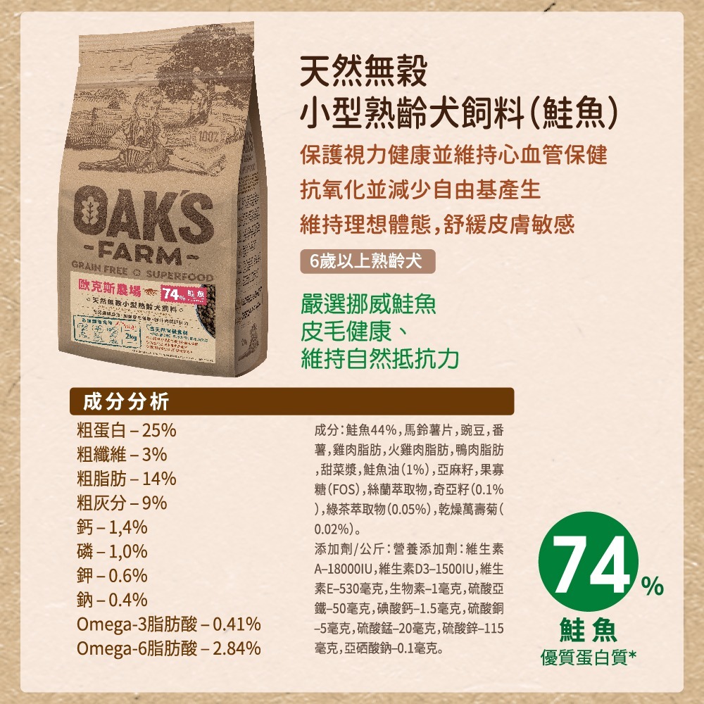 【擊掌寵物】OAKS歐克斯天然無榖犬飼料 犬糧 狗飼料 幼犬 全齡犬 無榖狗糧 老犬-規格圖1