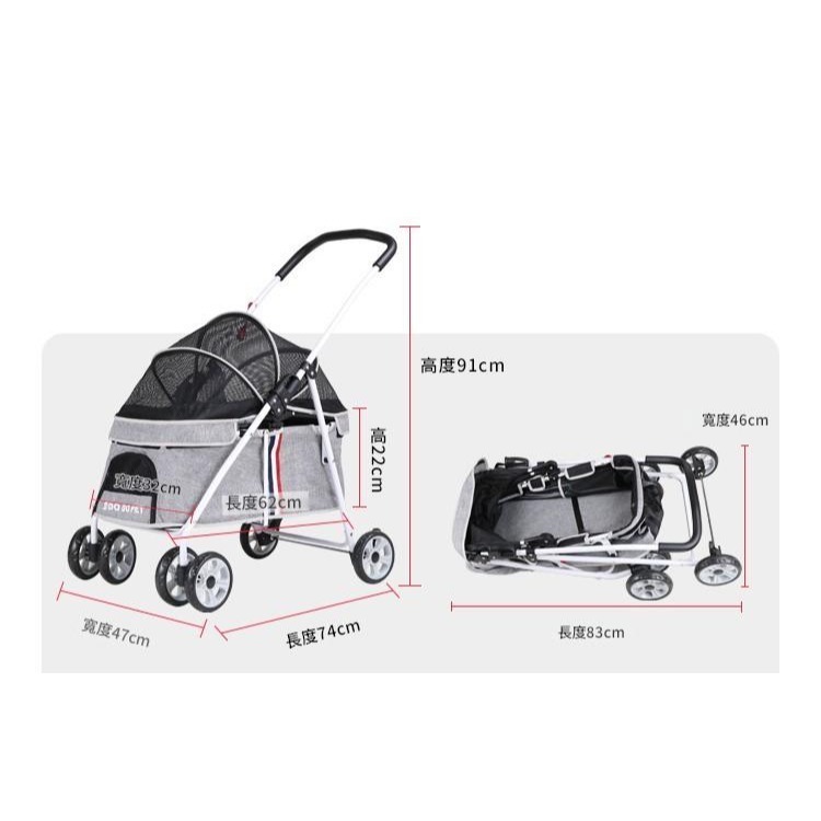 【擊掌寵物】寵物推車 LC-811 推車 狗推車 貓推車 寵物推車 四輪推車 寵物外出車-細節圖2