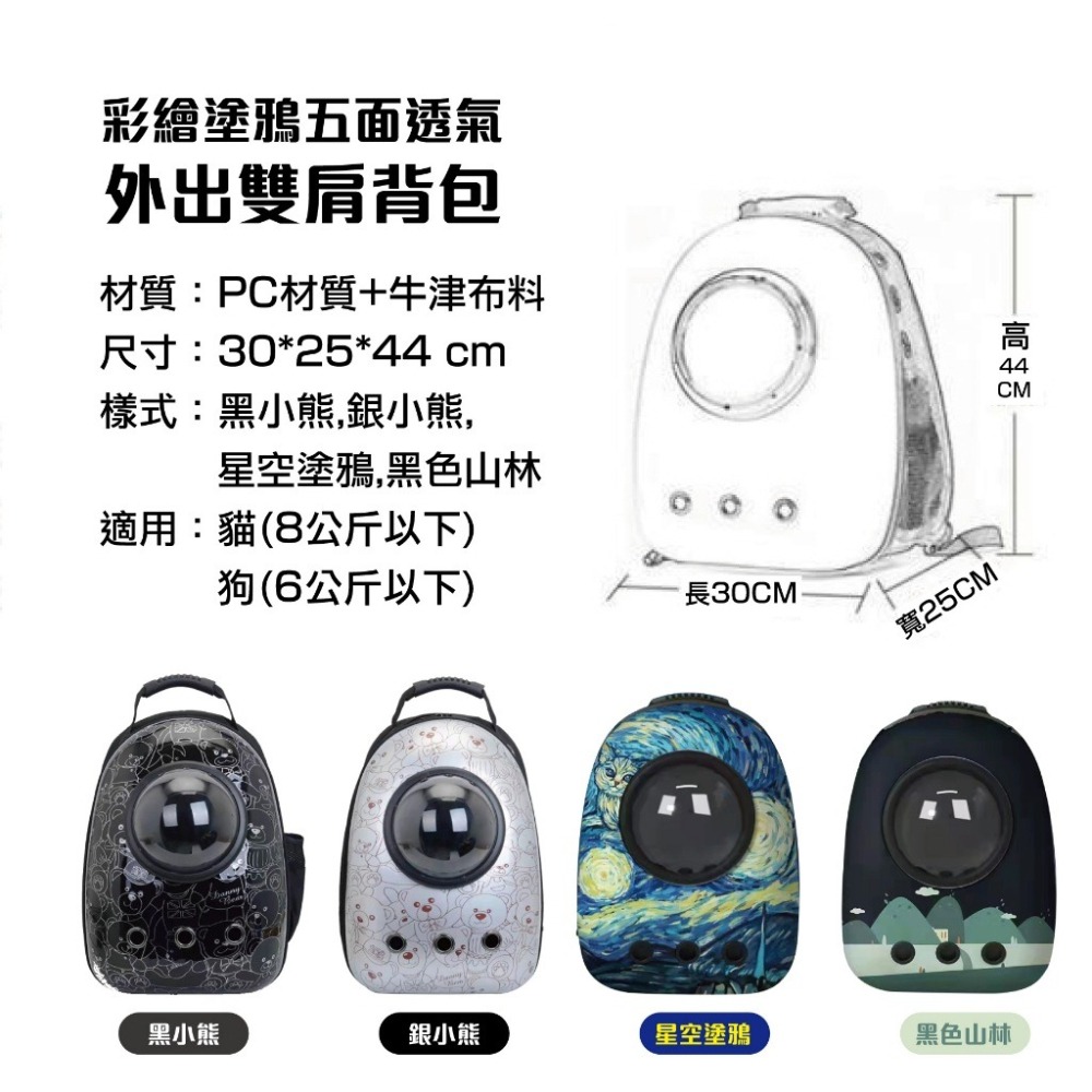 【擊掌寵物】彩繪塗鴉五面透氣雙肩外出背包 寵物提袋 太空包 狗背包 貓背包 寵物外出包 狗外出包 貓外出包 旅行包-細節圖2