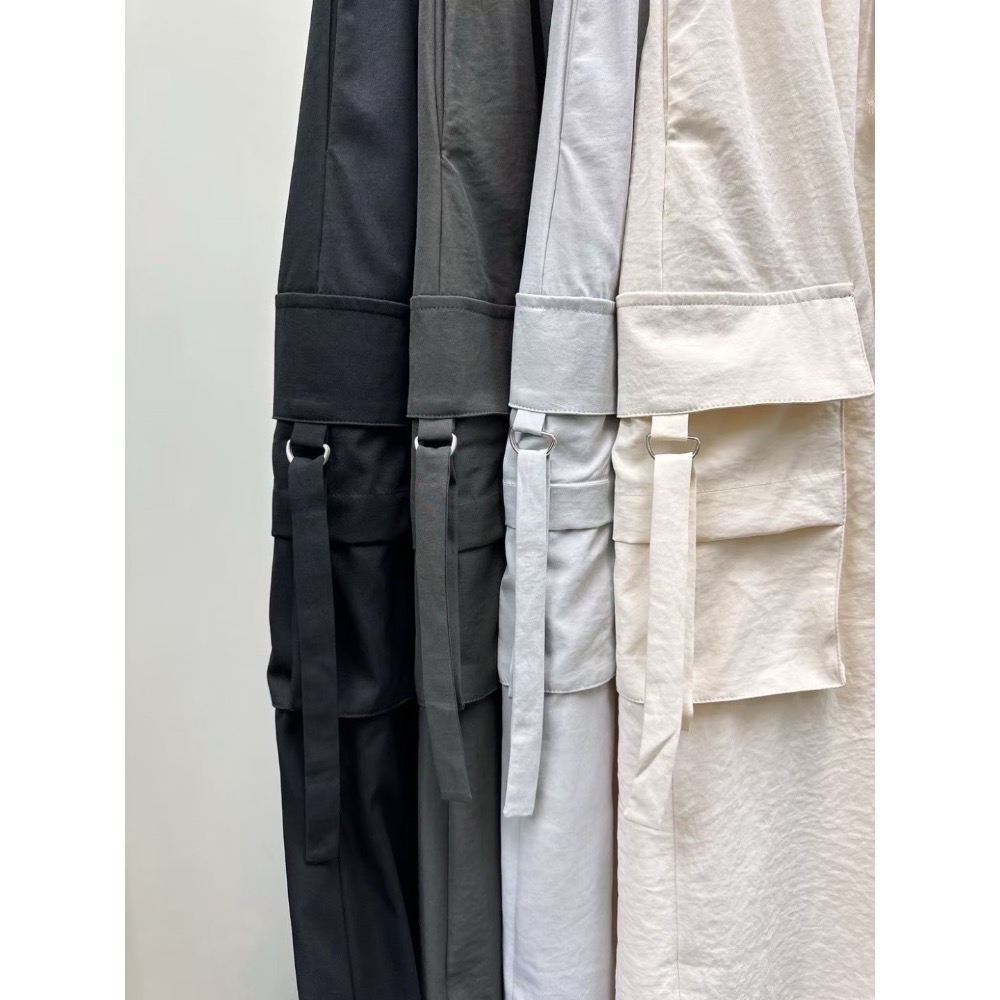 【預購】百搭男友風抽繩工裝長裙-細節圖8