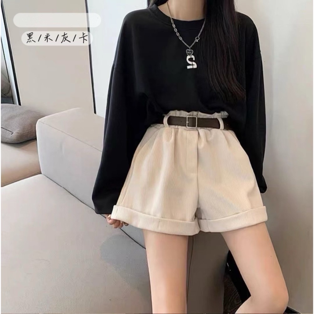 【預購】韓版高腰顯瘦短褲-細節圖3