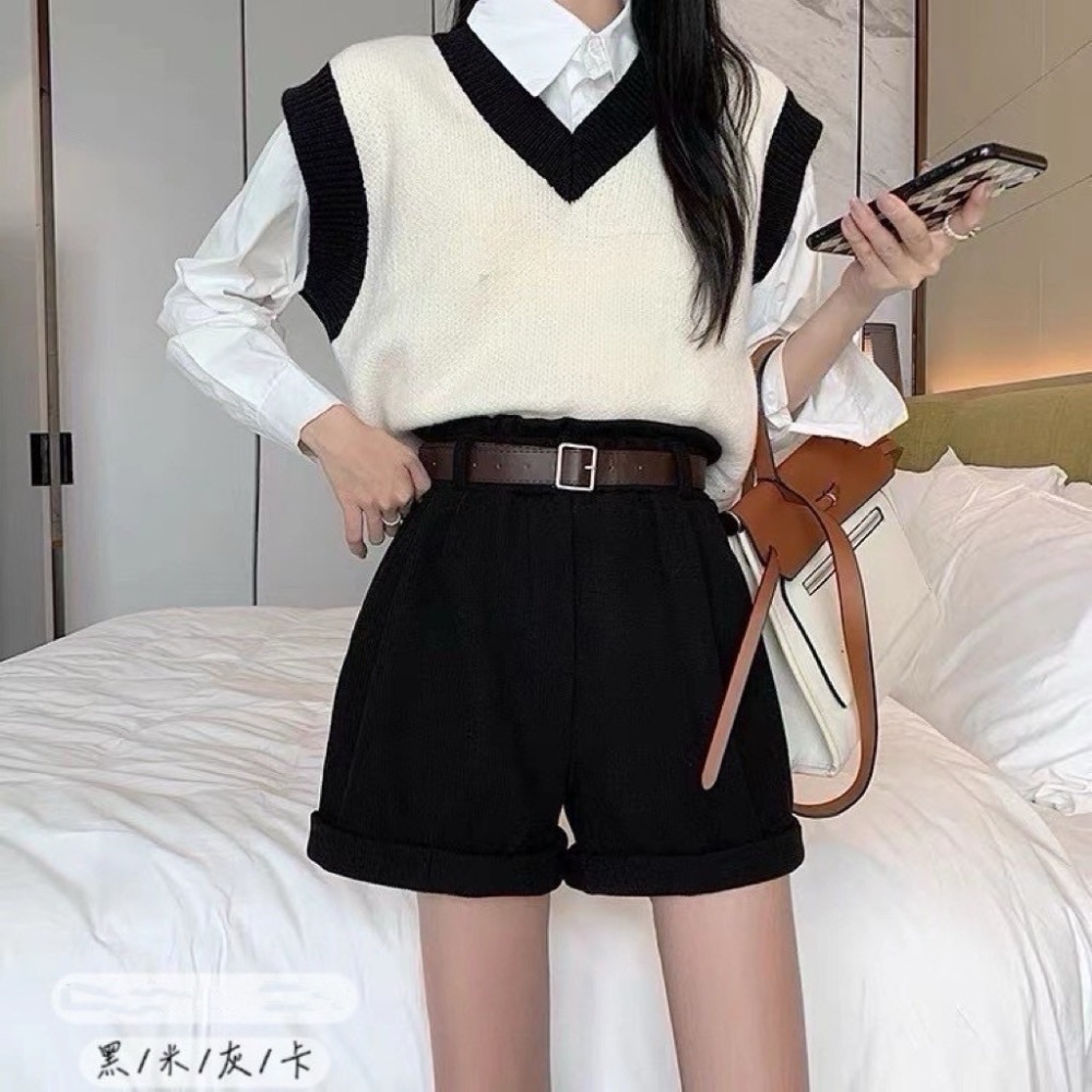 【預購】韓版高腰顯瘦短褲-細節圖5