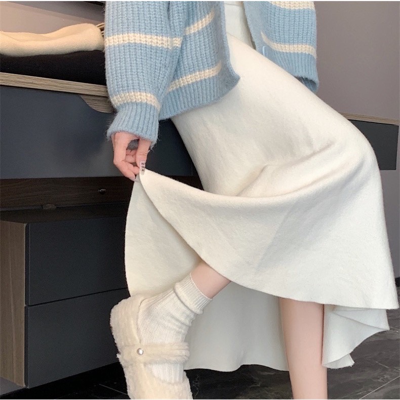 【預購】氣質高腰修身魚尾裙（白）-細節圖2