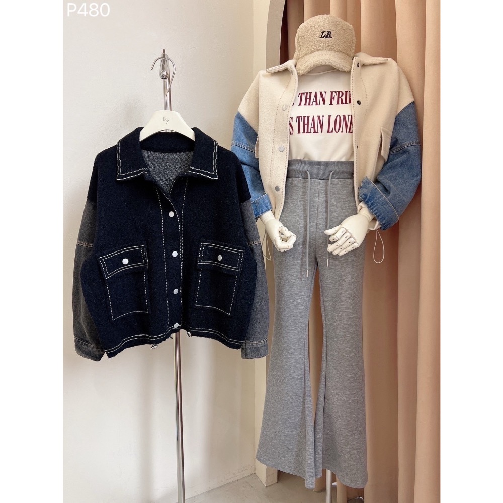 【預購】車線拼接口袋牛仔外套（牛仔藍）-細節圖2