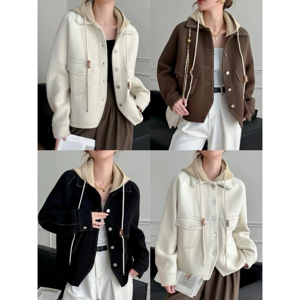 質感針織帽車線口袋外套-細節圖2