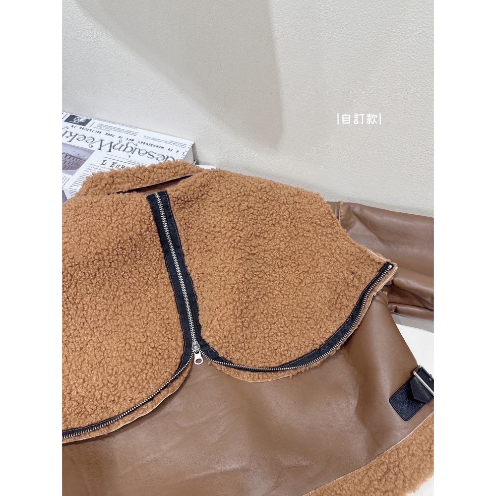 復古羊羔毛拼接外套-細節圖3