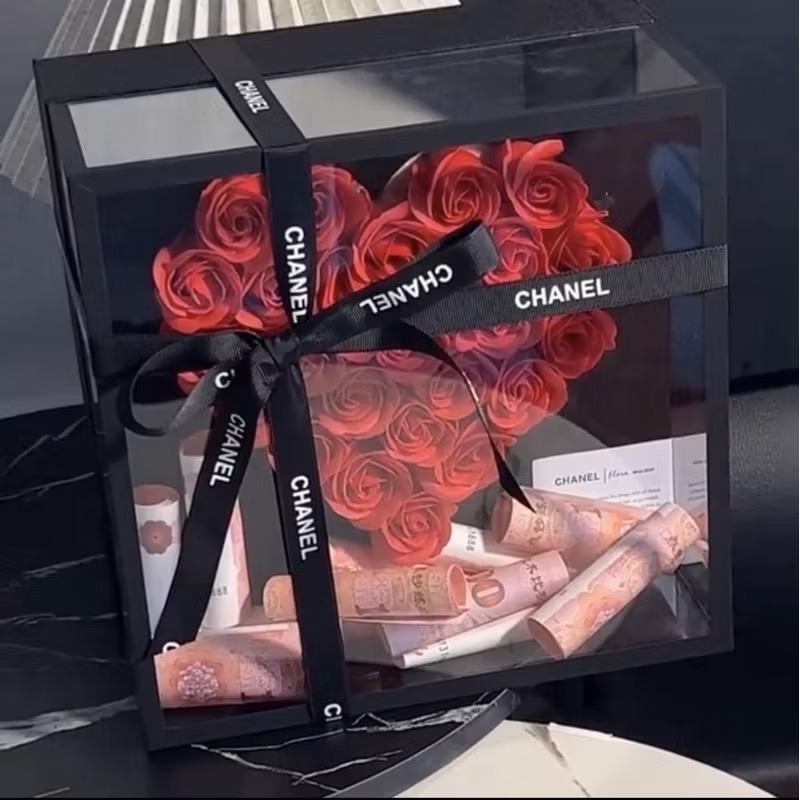 ⚡️現貨附發票⚡️愛心鈔票盒 永生花 淨心盒 有錢花 禮物-細節圖4