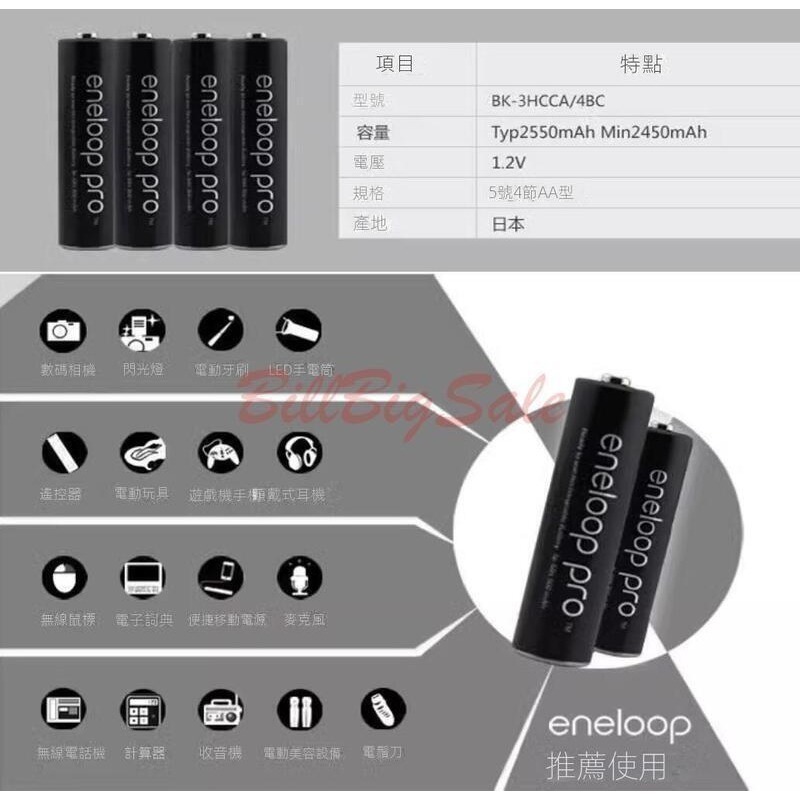 當日出★(Panasonic eneloop Pro 低自放充電電池)3號AA / 4號AAA日本製國際牌鎳氫電池掱晿-細節圖9