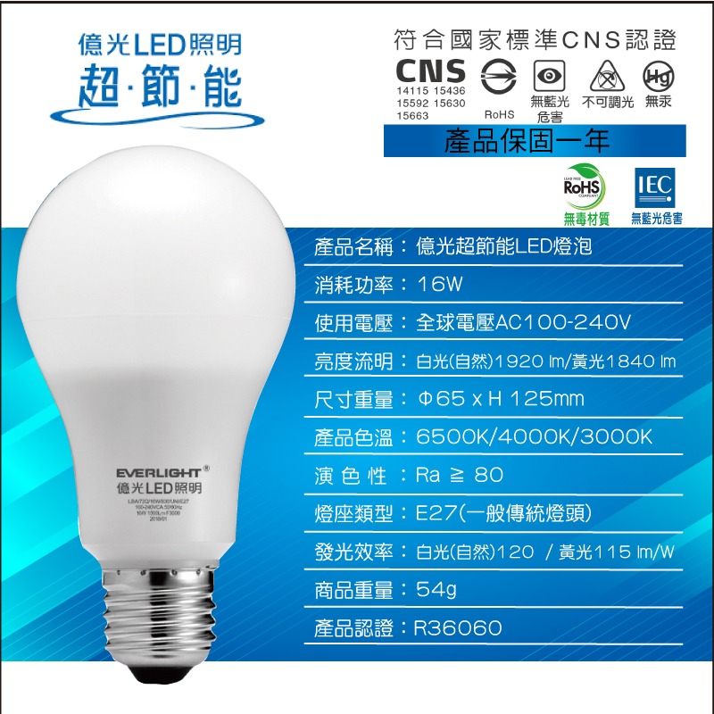 《台灣億光》第二代16W超節能LED燈泡-細節圖5