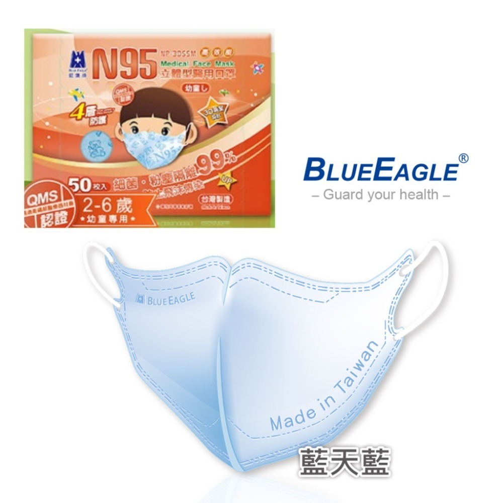 【宜購坊】藍鷹牌N95 成人/ 兒童/ 幼童/ 幼幼 立體醫用口罩  50入/盒-規格圖8