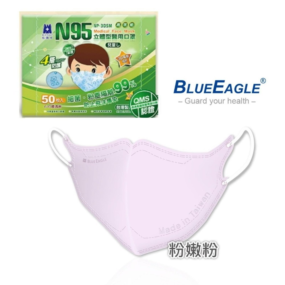 【宜購坊】藍鷹牌N95 成人/ 兒童/ 幼童/ 幼幼 立體醫用口罩  50入/盒-規格圖8