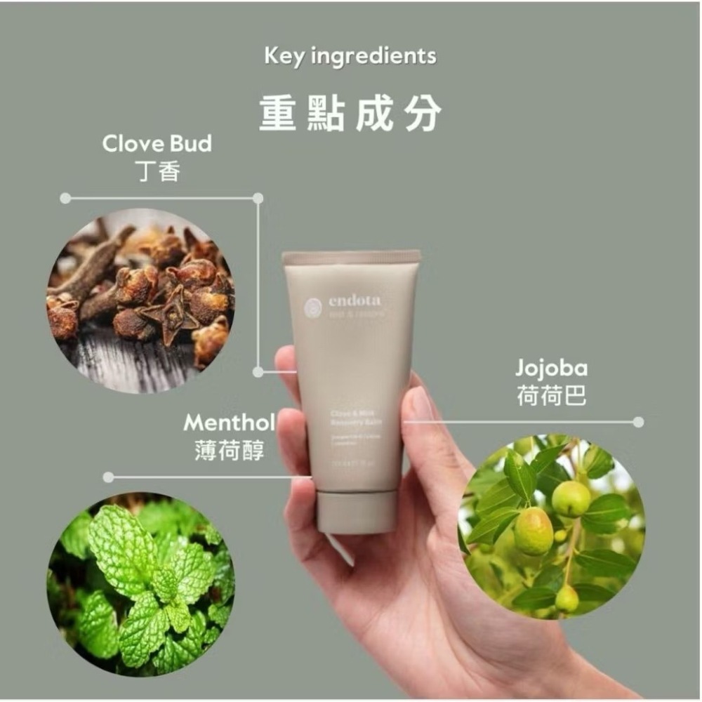 【endota】 放鬆舒緩修緩膏 Clove & Mint Recovery Balm 按摩膏  公司貨-細節圖4
