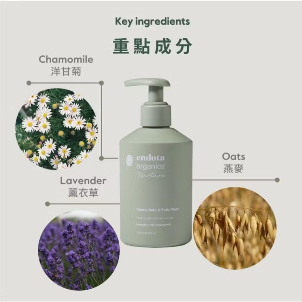 【endota】溫和有機寶貝洗髮沐浴露 Gentle Bath & Body Wash 250ml  公司貨-細節圖4
