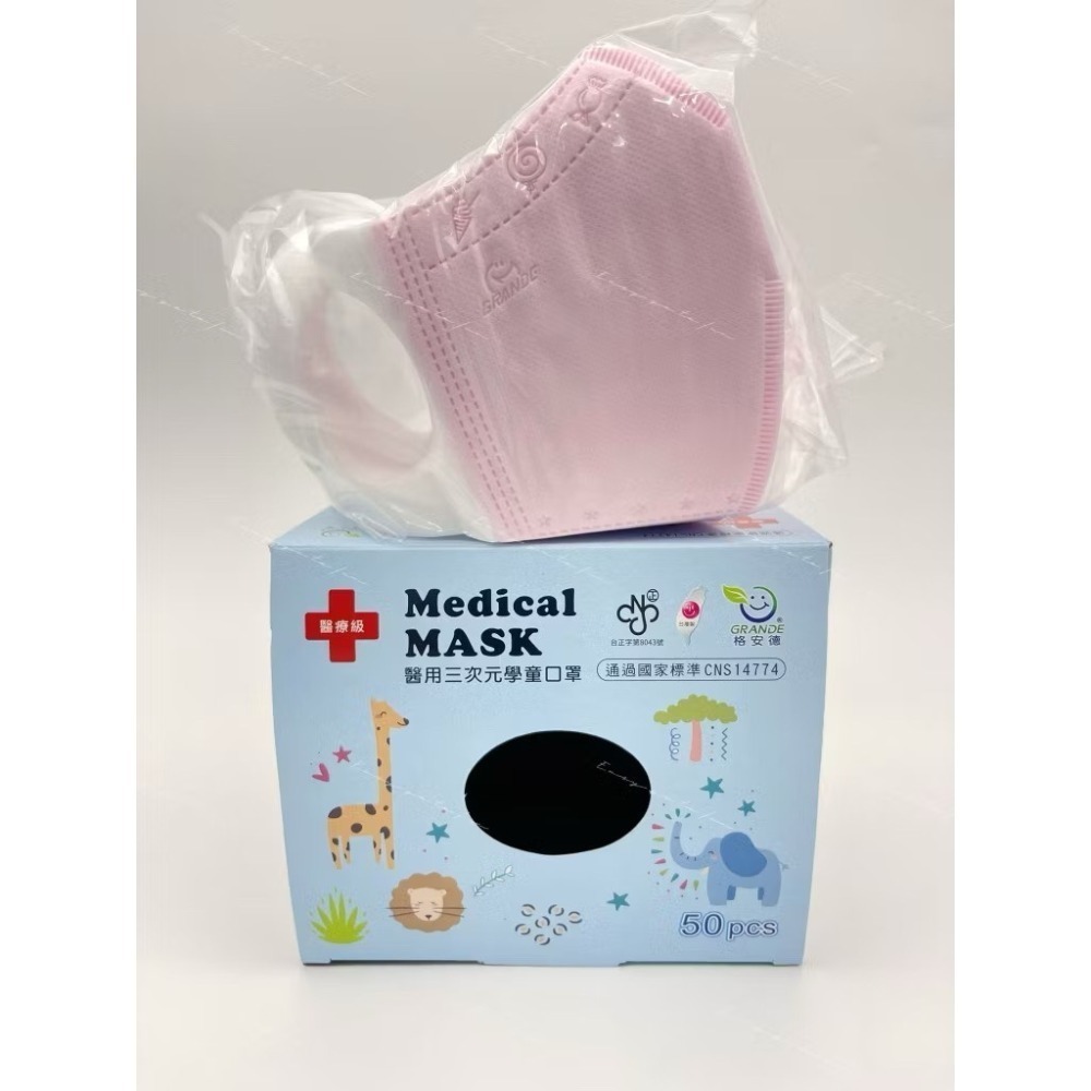【宜購坊】格安德 兒童立體醫療口罩 3D立體口罩 50入/盒-規格圖3
