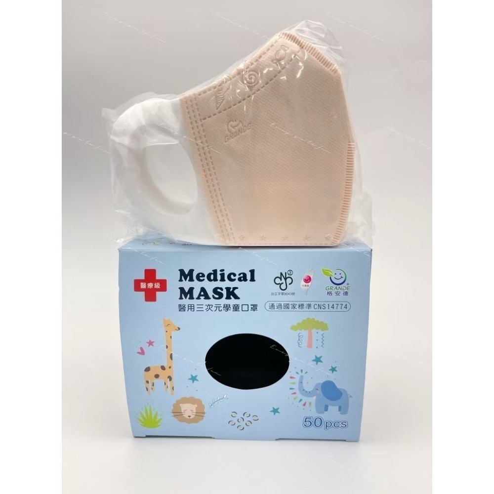 【宜購坊】格安德 兒童立體醫療口罩 3D立體口罩 50入/盒-規格圖3