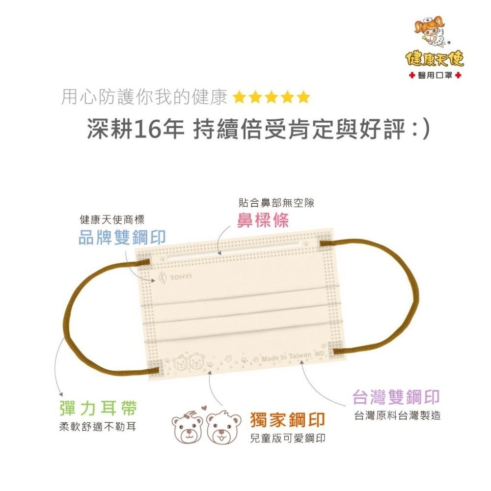 【宜購坊】 健康天使 兒童平面醫療口罩 7-12歲 成人小臉適用  (50入/盒)-細節圖3