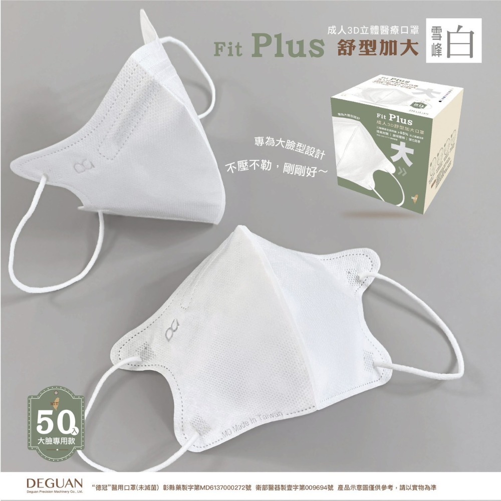 【宜購坊】德冠 成人加大 3D立體醫療口罩   (50入/盒)-規格圖4