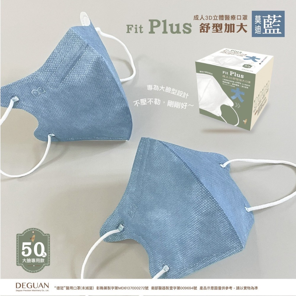 【宜購坊】德冠 成人加大 3D立體醫療口罩   (50入/盒)-規格圖4