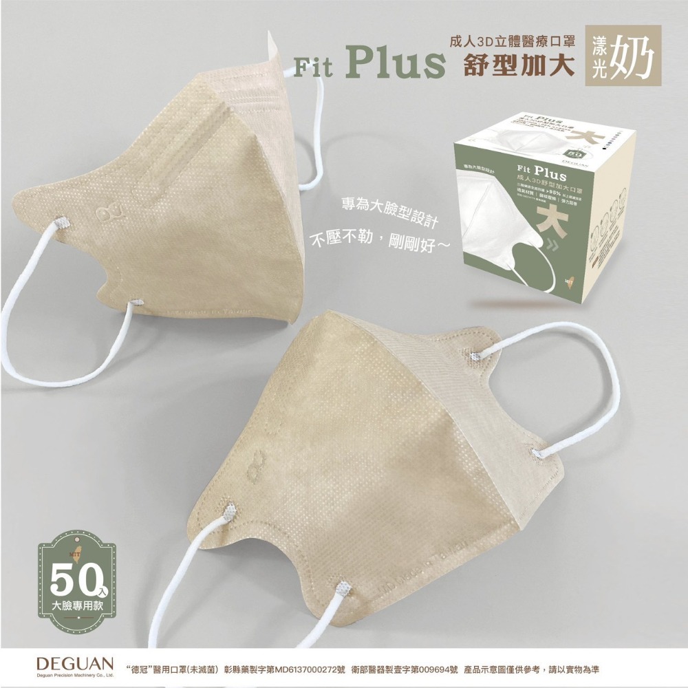 【宜購坊】德冠 成人加大 3D立體醫療口罩   (50入/盒)-規格圖4