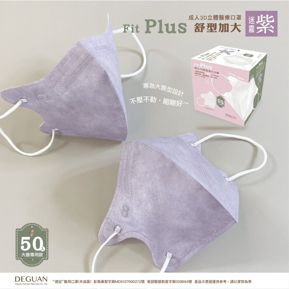 【宜購坊】德冠 成人加大 3D立體醫療口罩   (50入/盒)-規格圖4
