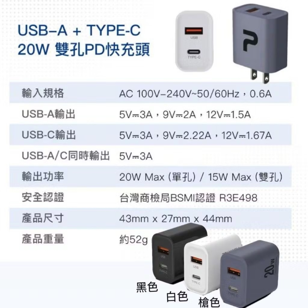 【宜購坊】POLYWELL PD雙孔20W快充頭-細節圖6