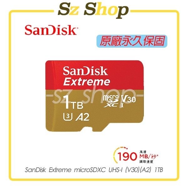 SanDisk Extreme microSDXC UHS-I (V30)(A2) 128G/256G/512G/1T-規格圖1