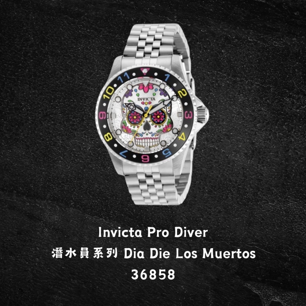 英威塔 專業潛水員  Invicta Pro Diver 五珠鏈機械錶 龐克骷髏錶盤設計 石英錶-規格圖2