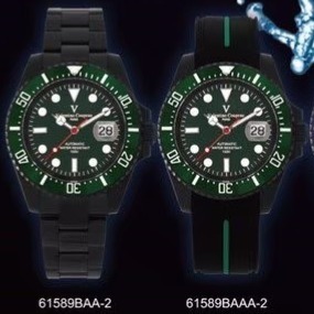 范倫鐵諾古柏 valentino coupeau  范倫鐵諾 古柏 黑鋼水鬼腕錶 機械錶 潛水錶-細節圖3