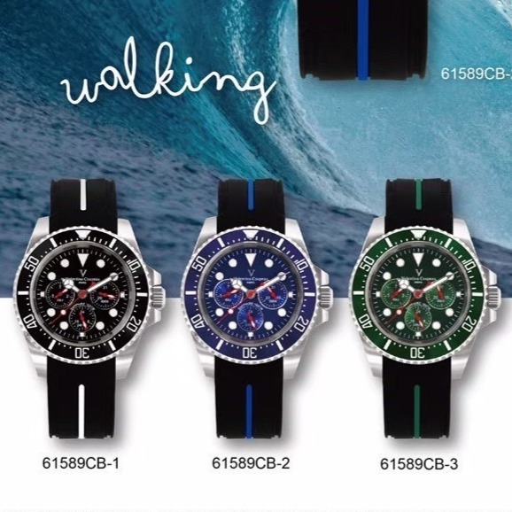 范倫鐵諾古柏 valentino coupeau  范倫鐵諾 古柏 三眼水鬼腕錶 石英錶 潛水錶 矽膠 鋼帶 白鋼-細節圖4