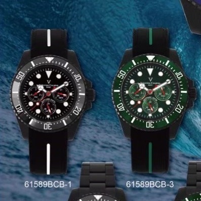 范倫鐵諾古柏 valentino coupeau  范倫鐵諾 古柏 三眼水鬼腕錶 石英錶 潛水錶 黑鋼 矽膠-細節圖4