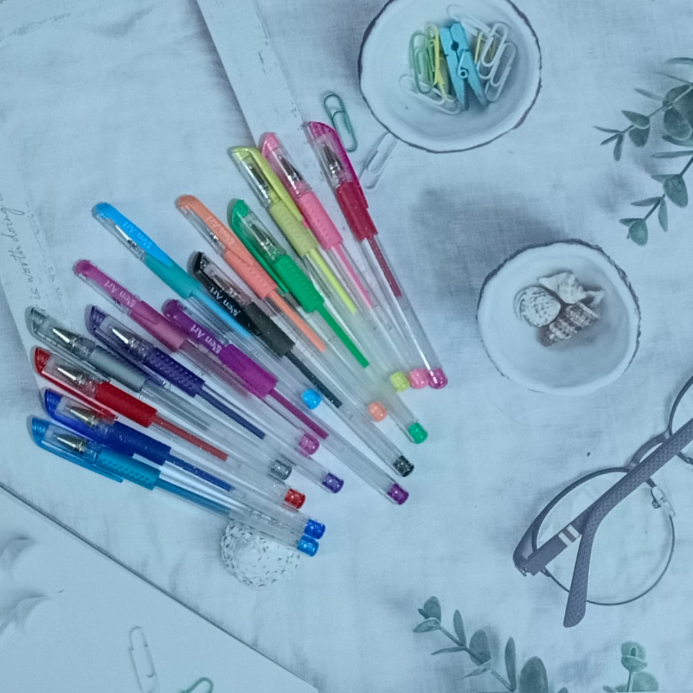 ［台灣現貨］文具筆閃光筆中性筆彩色30色中性筆套裝彩色原子筆，彩色筆，墨水量增加 40%，適用於成人著色書、繪畫、日記-細節圖3