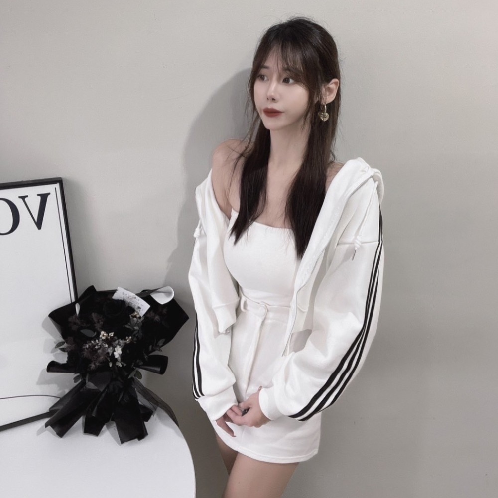 運動女孩｜休閒連帽側邊條外套-細節圖3