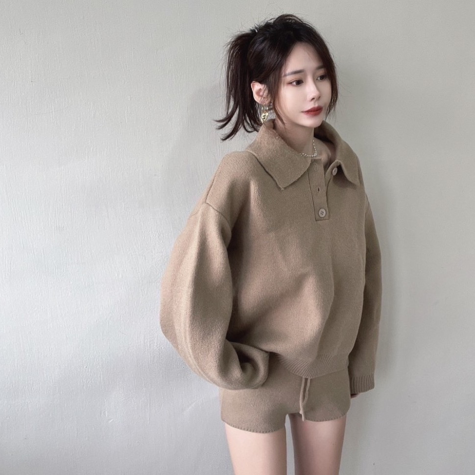 質感女孩｜厚磅翻領套裝-細節圖2