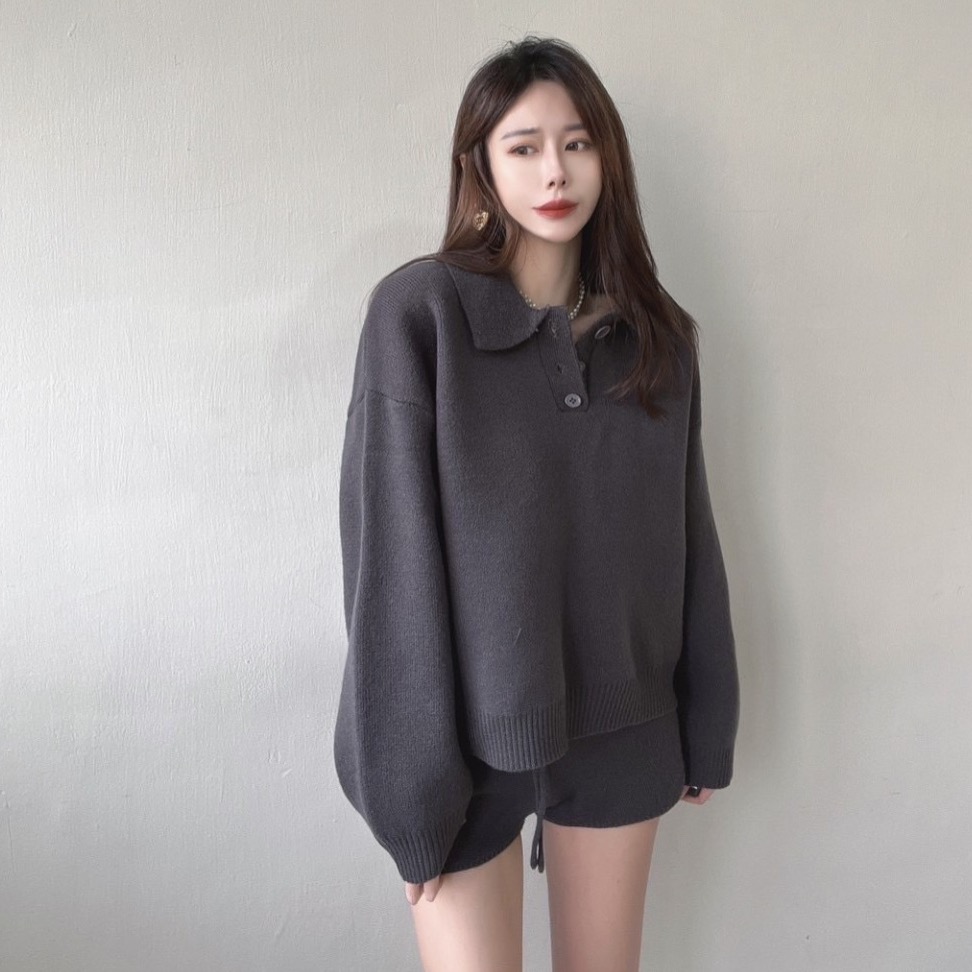 質感女孩｜厚磅翻領套裝-細節圖4