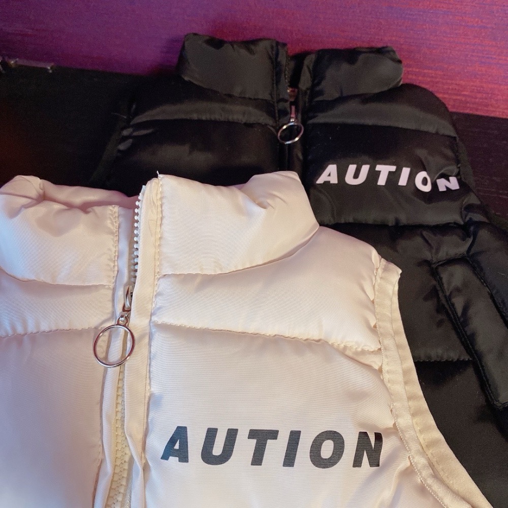 字母印花馬甲棉背心-細節圖3