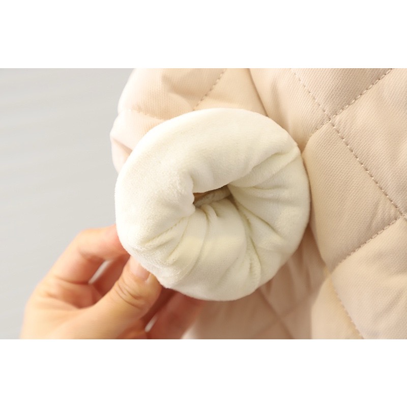 素色菱格壓線加絨外套-細節圖4