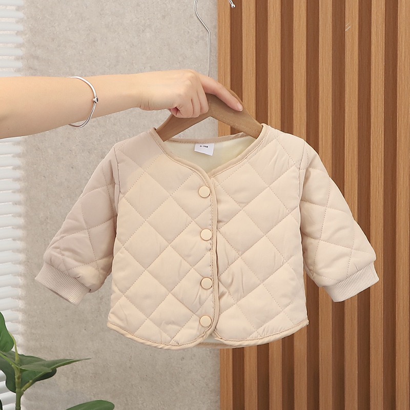 素色菱格壓線加絨外套-規格圖5