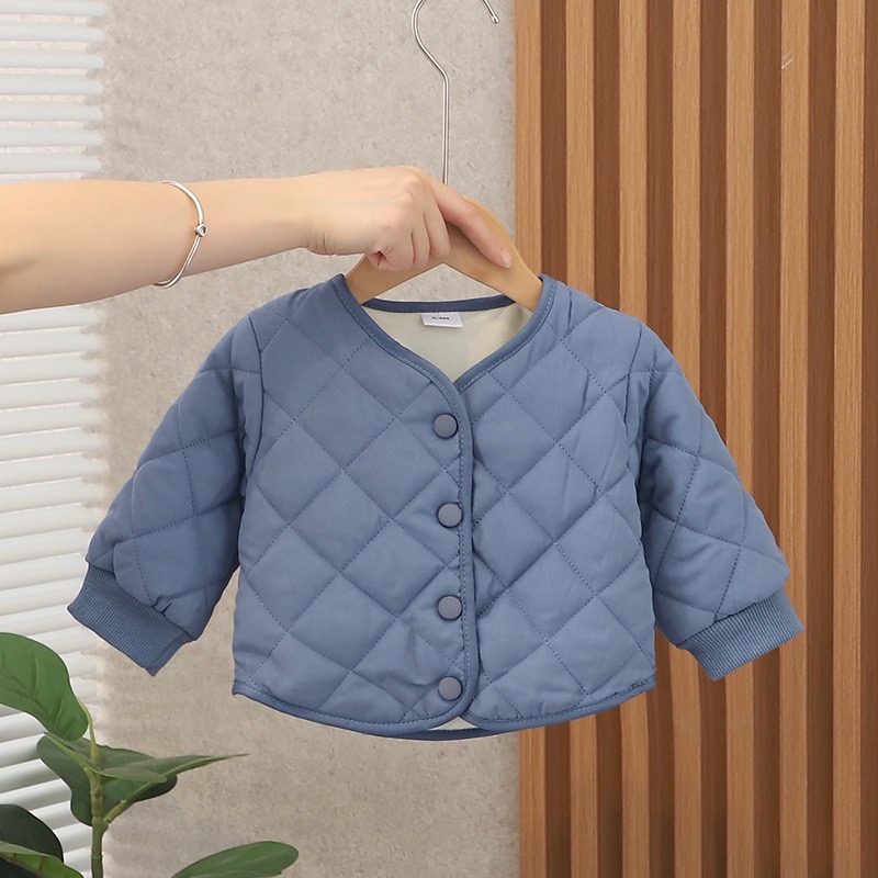 素色菱格壓線加絨外套-規格圖5