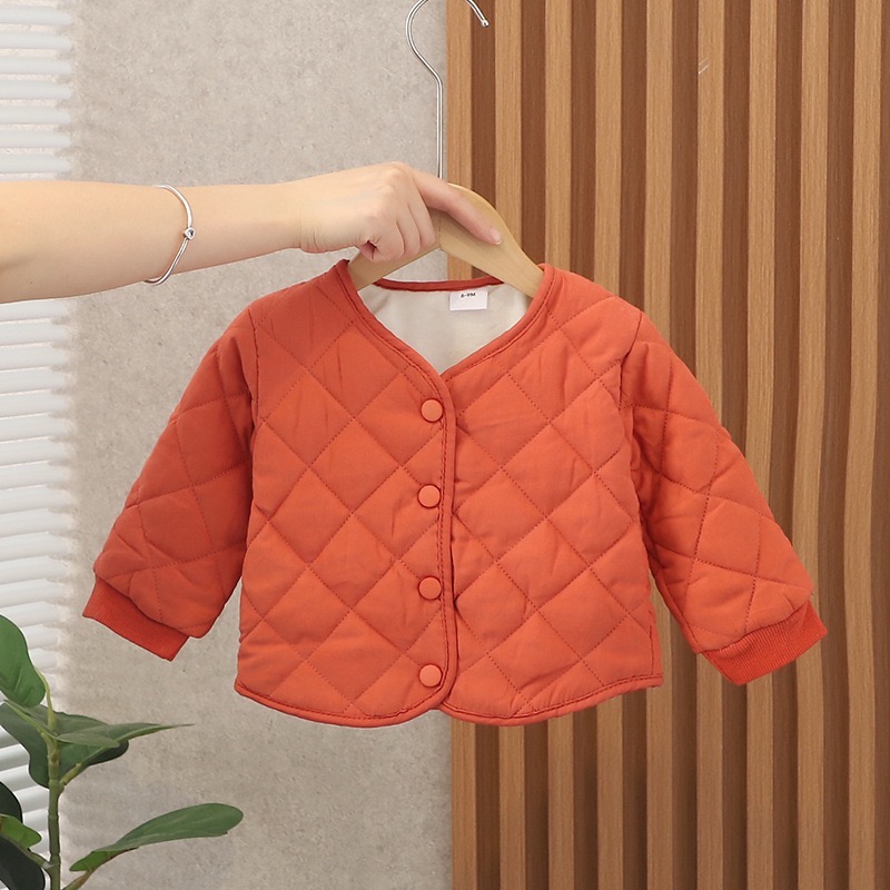 素色菱格壓線加絨外套-規格圖5