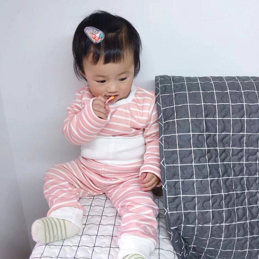 條紋素色薄絨套裝-細節圖2