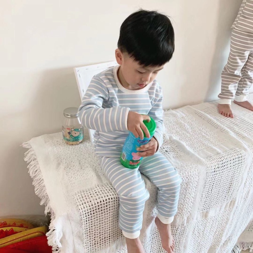 條紋素色薄絨套裝-細節圖3