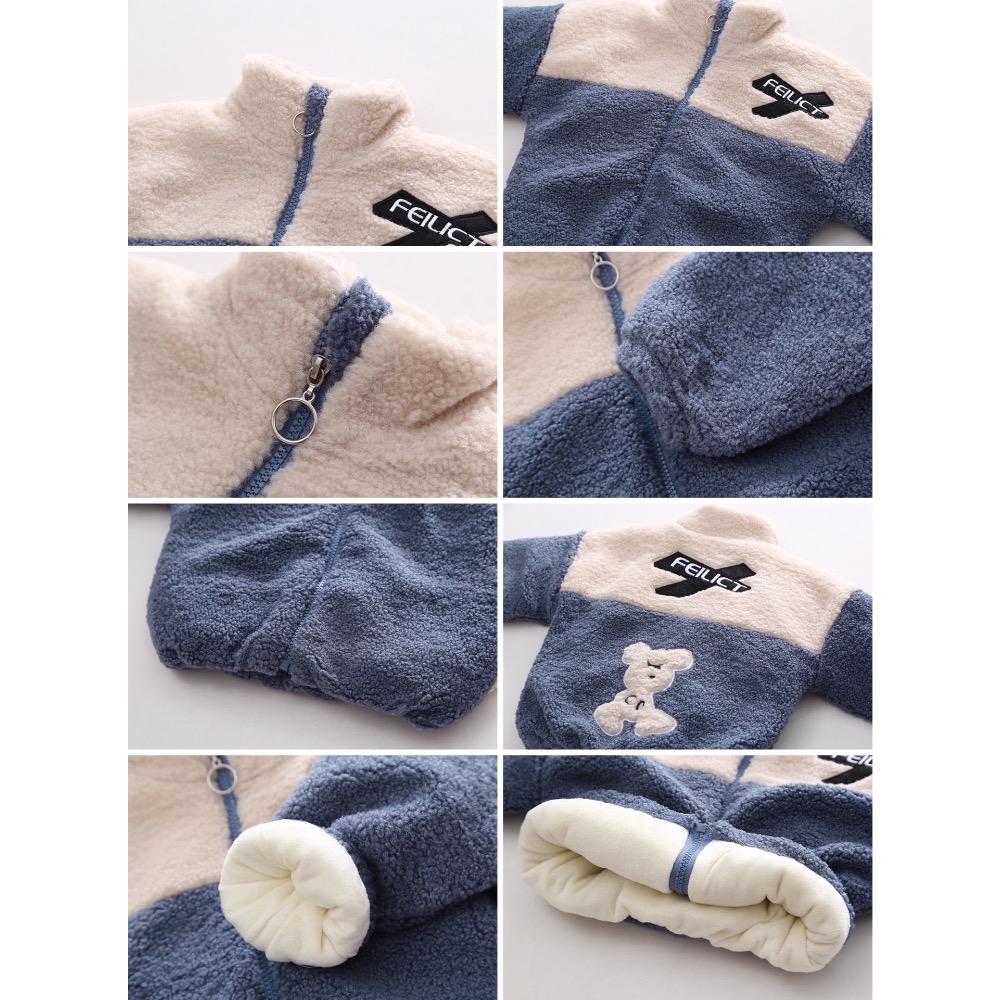 X熊拼色羊羔毛外套-細節圖3