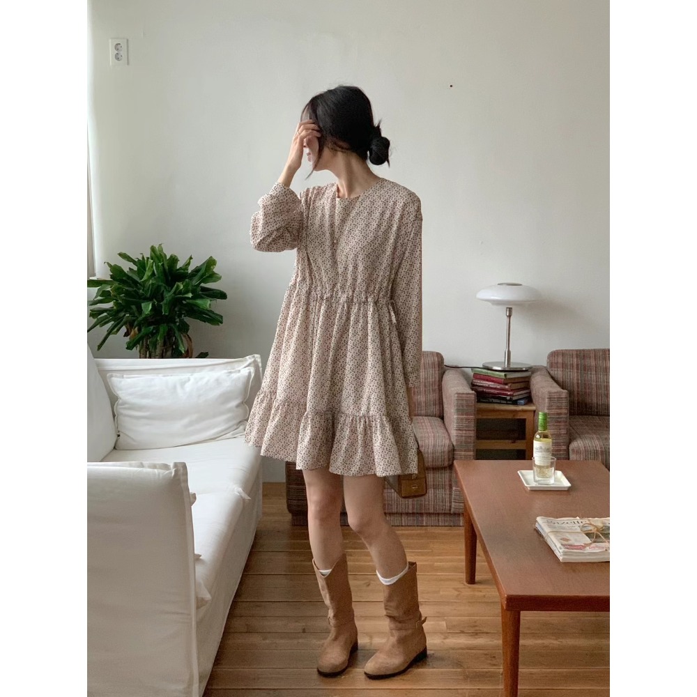 (預購）韓國東大門💞繫帶豹紋連身裙-細節圖2