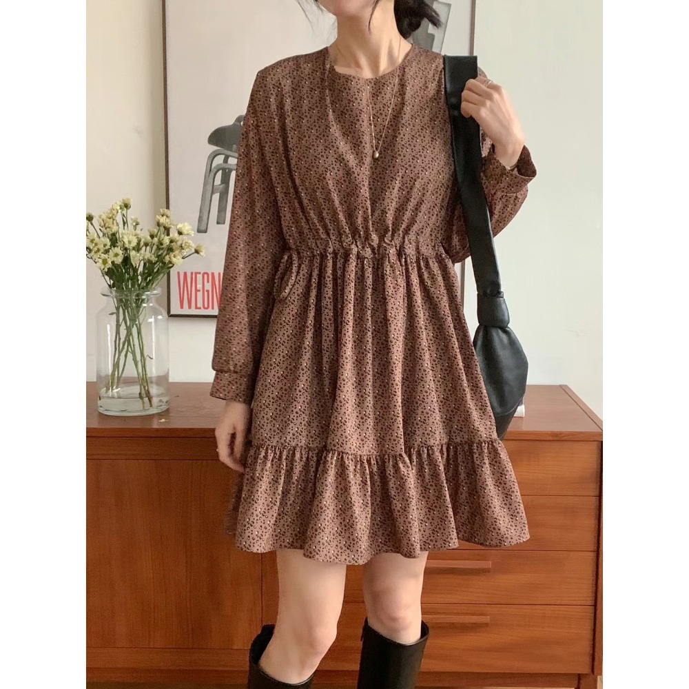 (預購）韓國東大門💞繫帶豹紋連身裙-細節圖5